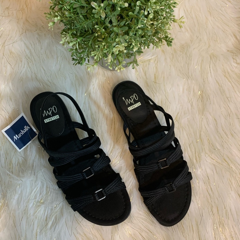 NWT - IMPO stretch black sandals - size 6.5